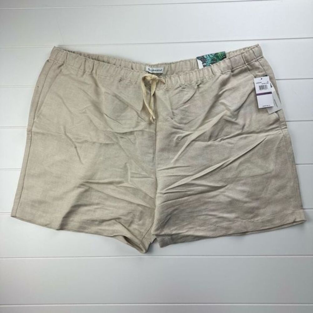 Cubavera Stone Cream WOMEN'S WIDE LEG DRAWSTRING LINEN SHORT XXL